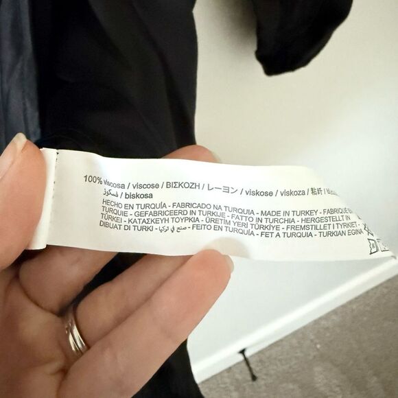 NWT Zara Long Sleeve Blouson Faux Wrap Dress in Black Size L - Picture 7 of 7